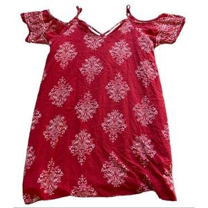 2X - Women's XHILARATION Red Floral Paisley Diamonds Cold Shoulder Dress